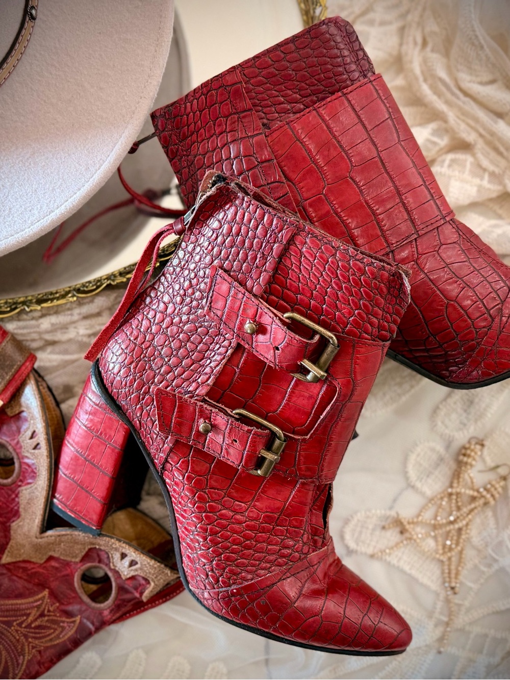 FREEBIRD Joey Red Snakeskin Boots – Women’s Size 9 – New Without Box